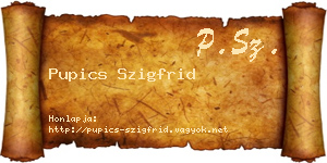 Pupics Szigfrid névjegykártya